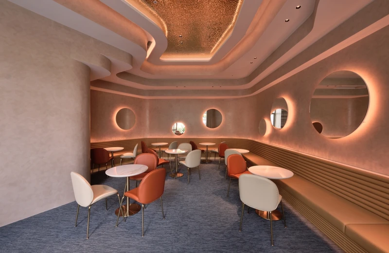 使用石材將牆面設計成自然的流線感。 使用石材將牆面設計成自然的流線感。