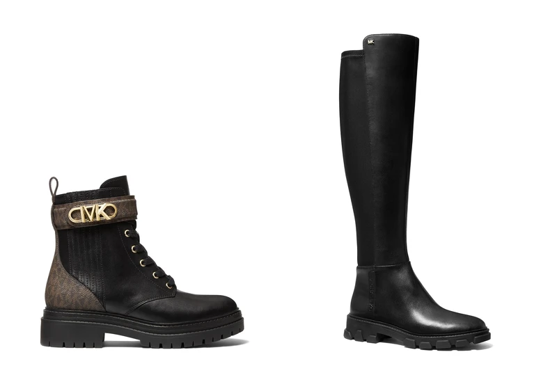 Parker黑色老花綁帶短靴,NT14,100;Ridley 黑色長靴,NT14,100。 Parker黑色老花綁帶短靴,NT14,100;Ridley 黑色長靴,NT14,100。