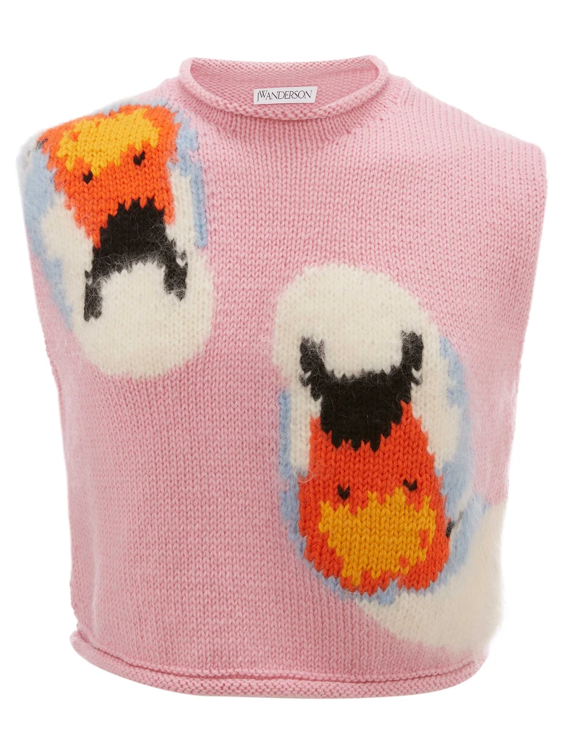 JW Anderson @ Onefifteen 粉紅針織天鵝背心，NT16,880。