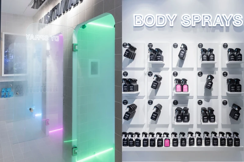 LUSH台北忠孝店還有獨立的身體噴霧區域。