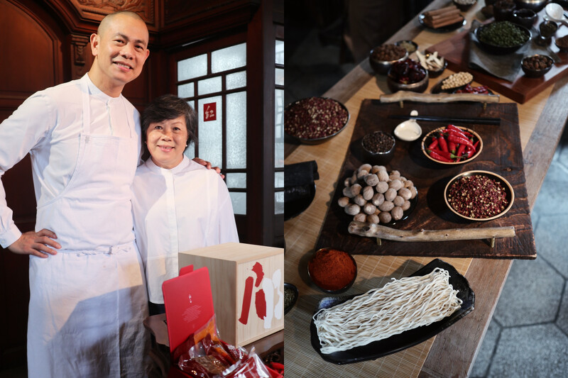 「紅白牛肉麵」發表現場,神秘嘉賓江媽媽特地到現場支持主廚。 「紅白牛肉麵」發表現場,神秘嘉賓江媽媽特地到現場支持主廚。