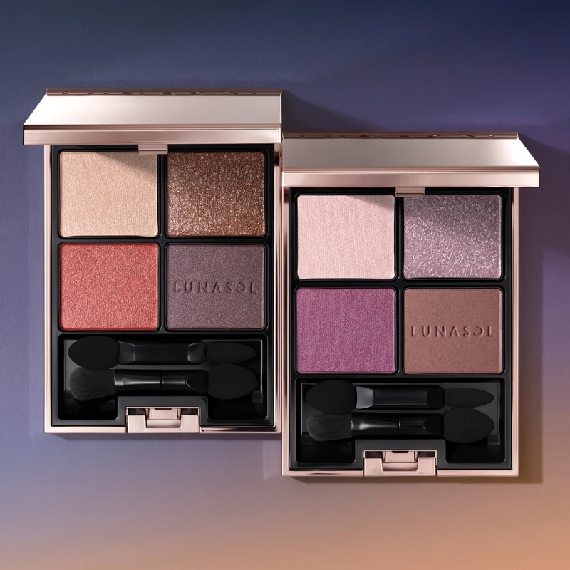 LUNASOL晶巧霓光眼彩盒(左) EX26 Twilight Moon、(右) EX27 Mystic Aurora。 LUNASOL晶巧霓光眼彩盒(左) EX26 Twilight Moon、(右) EX27 Mystic Aurora。