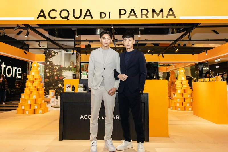 Acqua di Parma義式耶誕快閃店一日店長鍾岳軒、林輝瑝。 Acqua di Parma義式耶誕快閃店一日店長鍾岳軒、林輝瑝。