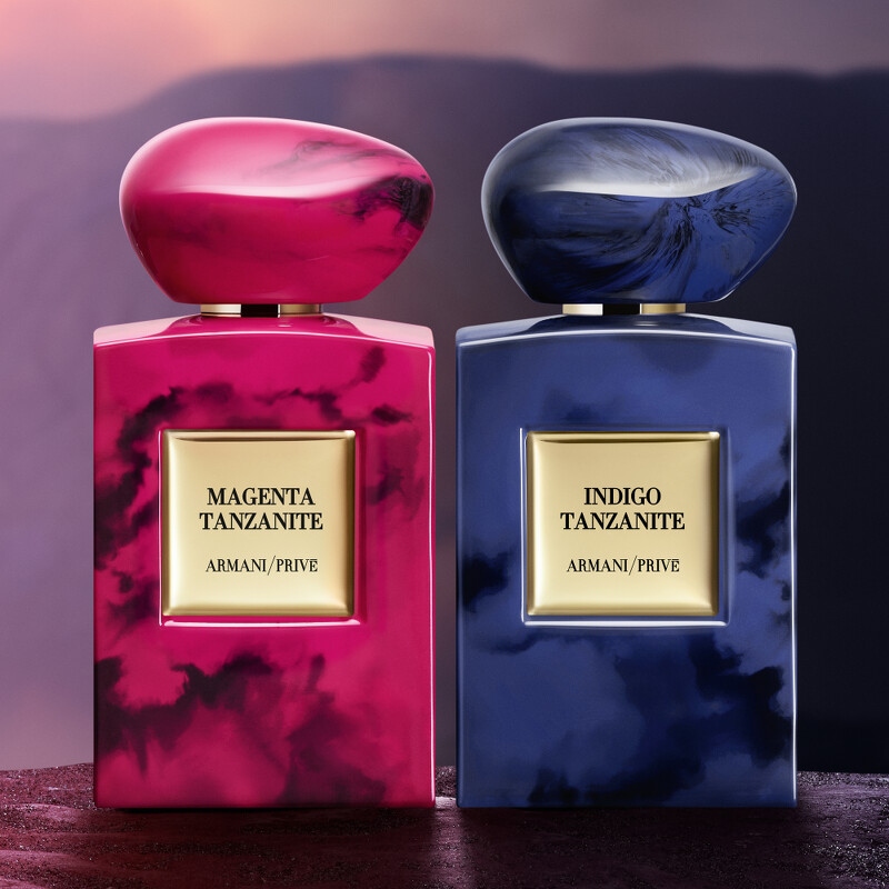 ARMANI/PRIVÉ高級訂製香水寰遊系列洋紅坦桑石、靛藍坦桑石。