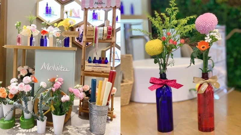 Melvita蜜葳特南京門市搖身一變迷你花坊。