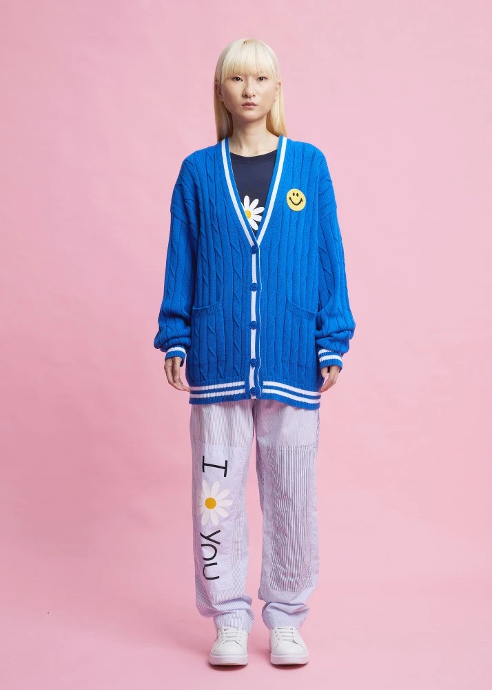 THE SPAACE X Joshua Sanders 麻花開襟衫 (藍色)，NT 10,980