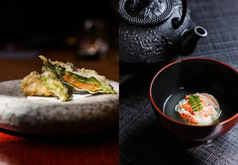 炸紫蘇海膽、松葉蟹真丈湯 炸紫蘇海膽、松葉蟹真丈湯