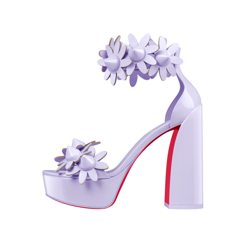 Daisy Spikes Alta 粉紫色小雛菊裝飾厚底高跟鞋,NT47,500。 Daisy Spikes Alta 粉紫色小雛菊裝飾厚底高跟鞋,NT47,500。