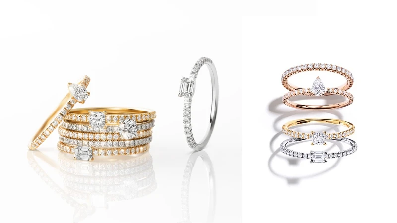 Etincelle系列鑽石戒指。 