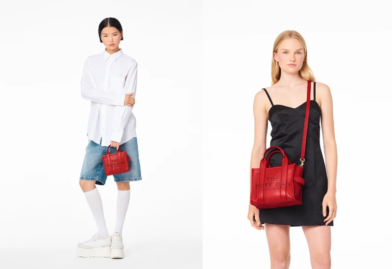 (左)開運紅The Tote Bag托特包(迷你) NTD 16,900,(右)開運紅The Tote Bag托特包(小) NTD 19,900。