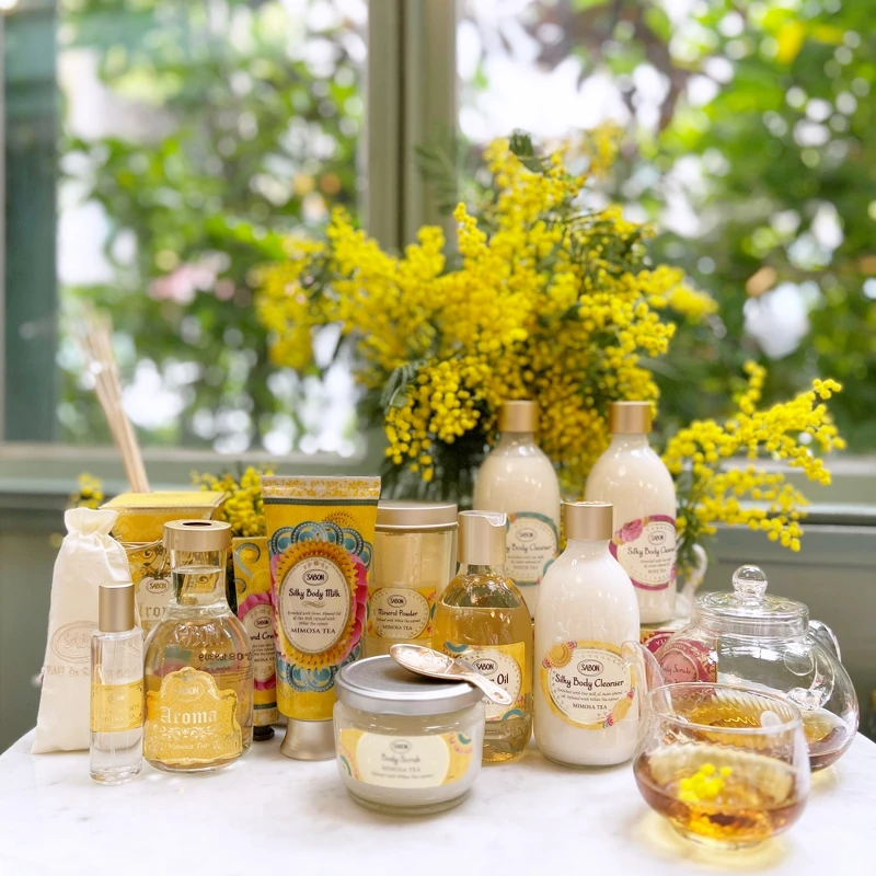 SABON茶語時光茗金合歡系列實品。 SABON茶語時光茗金合歡系列實品。