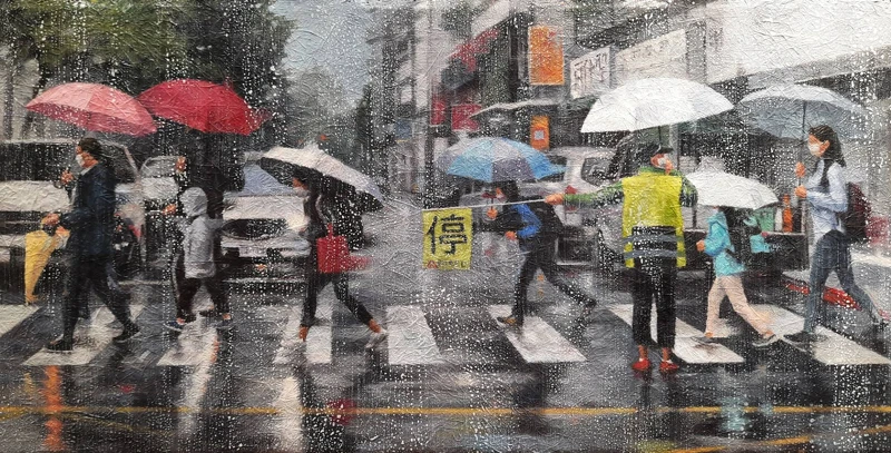 唐灣藝術中心薛宏瑋《有你真好》油畫畫布，40×80cm，2022年。