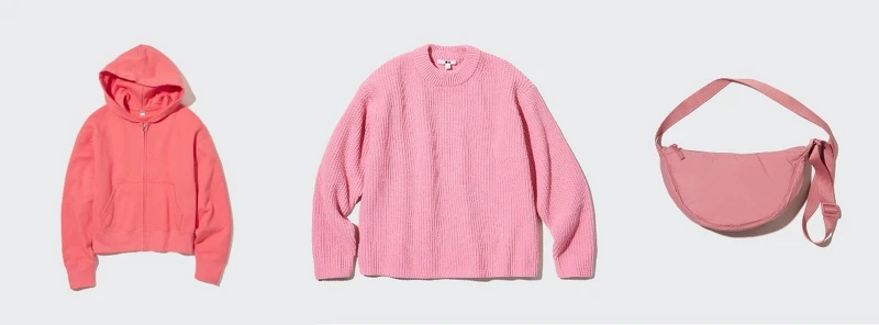 女裝:456041休閒連帽外套NT$990、454754可機洗柔軟圓領針織衫NT$990、457244弧形迷你肩背包NT$390。 女裝:456041休閒連帽外套NT$990、454754可機洗柔軟圓領針織衫NT$990、457244弧形迷你肩背包NT$390。