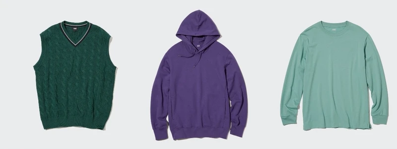 男裝:456315 V 領針織背心NT$990、455395休閒連帽上衣 NT$1,290、453754可機洗米蘭羅紋圓領針織衫NT$1,290。 男裝:456315 V 領針織背心NT$990、455395休閒連帽上衣 NT$1,290、453754可機洗米蘭羅紋圓領針織衫NT$1,290。