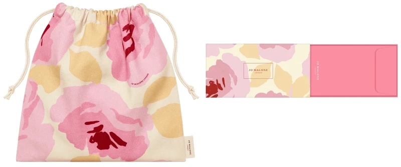 Jo Malone London 2023玫瑰花語系列滿額印花束繩袋與紅包袋。 Jo Malone London 2023玫瑰花語系列滿額印花束繩袋與紅包袋。