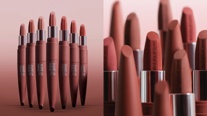 MAKE UP FOR EVER藝術大師摩登裸霧唇膏筆視覺圖。