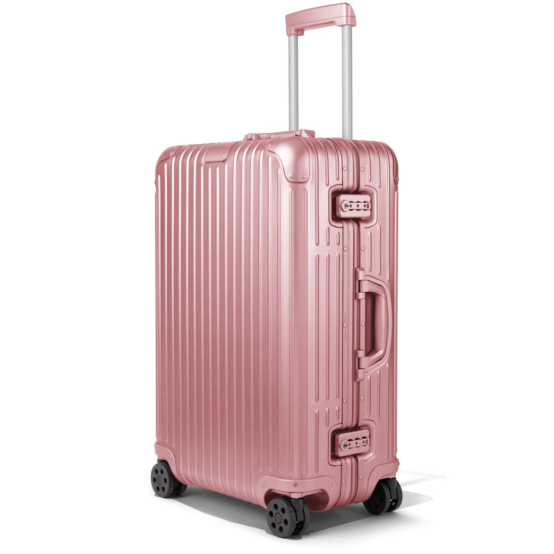RIMOWA Original Check-In M Quartz 玫瑰水晶粉色行李箱，NT49,200。