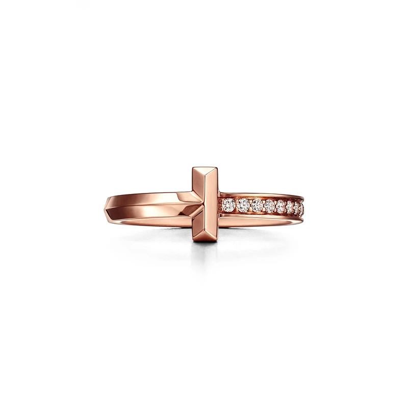 T1系列18K玫瑰金鑲鑽戒指,Tiffany & Co. T1系列18K玫瑰金鑲鑽戒指,Tiffany & Co.