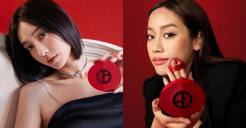 【完美絲絨持久氣墊粉餅】斜紋紅氣墊(一盒一蕊) SPF23 15g / NT$3,300 (圖片出處:Armani Beauty官方美圖) (圖片取材：https://www.instagram.com/p/CiUx47hvOiV/?igshid=NDk5N2NlZjQ%3D、https://www.instagram.com/p/CjvSWedr2lj/、Armani Beauty官方美圖)