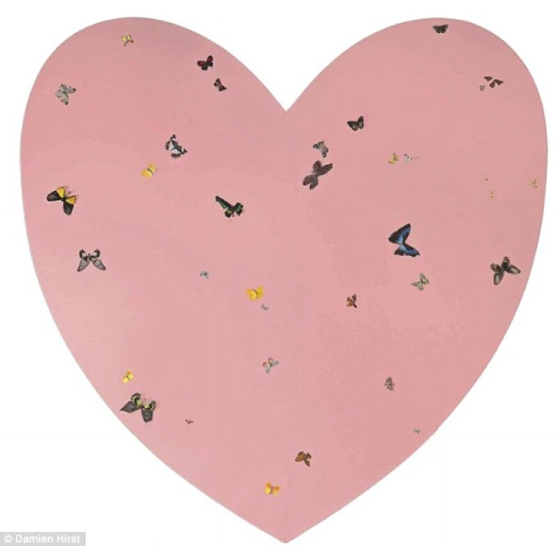 英國著名藝術家達米安赫斯特(Damien Hirst)為小哈潑量身訂做巨幅心型畫作「爹地的女兒」《Daddy's Girl》 