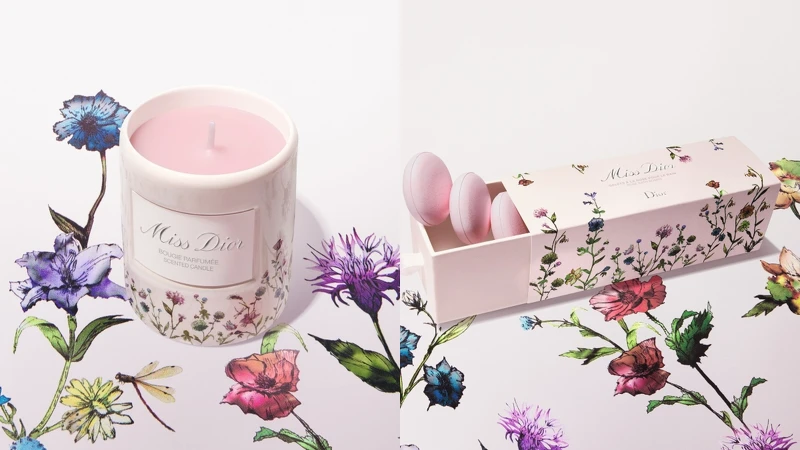 DIOR迪奧MISS DIOR花漾迪奧馬卡龍香浴球(10入)，NT2,700、MISS DIOR花漾迪奧香氛蠟燭85g，NT1,750