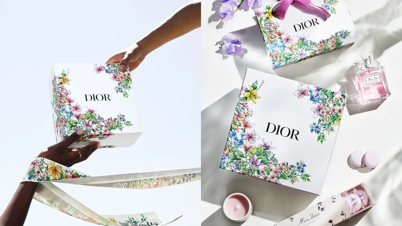 DIOR迪奧22023愛戀花語限量包裝服務與Miss Dior系列情境圖。DIOR迪奧22023愛戀花語限量包裝服務與Miss Dior系列情境圖。