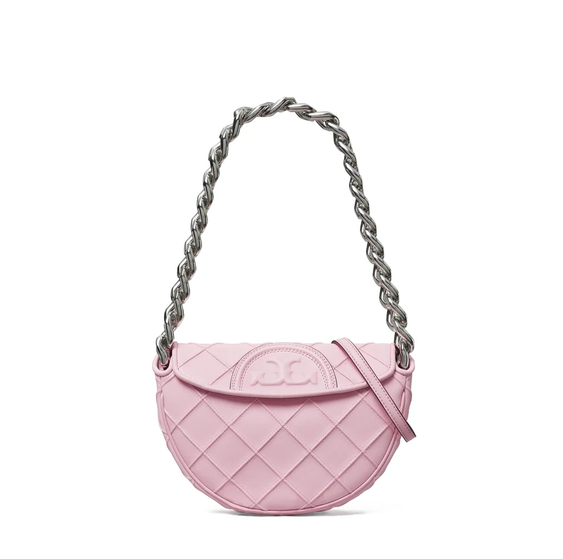 Tory Burch櫻花粉Fleming軟皮迷你月牙包,NT 22,900 Tory Burch櫻花粉Fleming軟皮迷你月牙包,NT 22,900