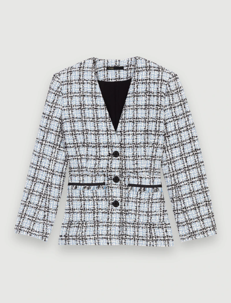 Maje 毛呢格紋外套，NT15,990。