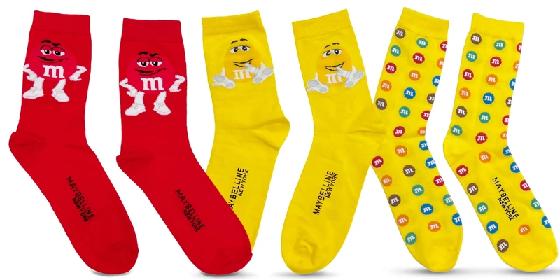 Maybelline X M&M’S限量繽紛襪。 Maybelline X M&M’S限量繽紛襪。