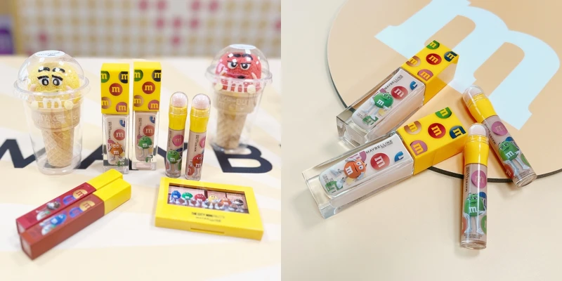 媚比琳 X M&M’S巧克力聯名彩妝實品。 媚比琳 X M&M’S巧克力聯名彩妝實品。