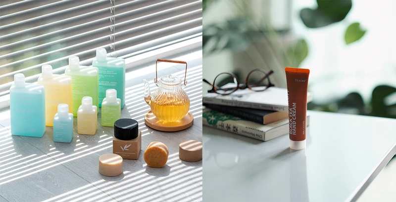 skm points 1,500點免費兌換：伊聖詩 一日茶道TEAORY茶萃潤膚乳(150ml)，價值NT380元、沐浴液態皂(150ml)，價值NT380 (3/3開始兌換)；skm points 2,500點免費兌換：伊聖詩 一日茶道TEAORY蜜柑紅茶護手霜(60g)，價值NT580。