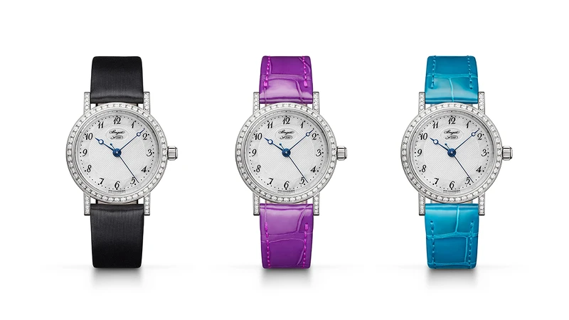 Classique Dame 8068腕錶 (附上藍綠色和拜占庭紫的鱷魚皮錶帶),建議售價NT876,000。 Classique Dame 8068腕錶 (附上藍綠色和拜占庭紫的鱷魚皮錶帶),建議售價NT876,000。