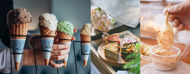 馬卡諦義大利冰淇淋、小島甜點、方人也商行。 馬卡諦義大利冰淇淋、小島甜點、方人也商行。