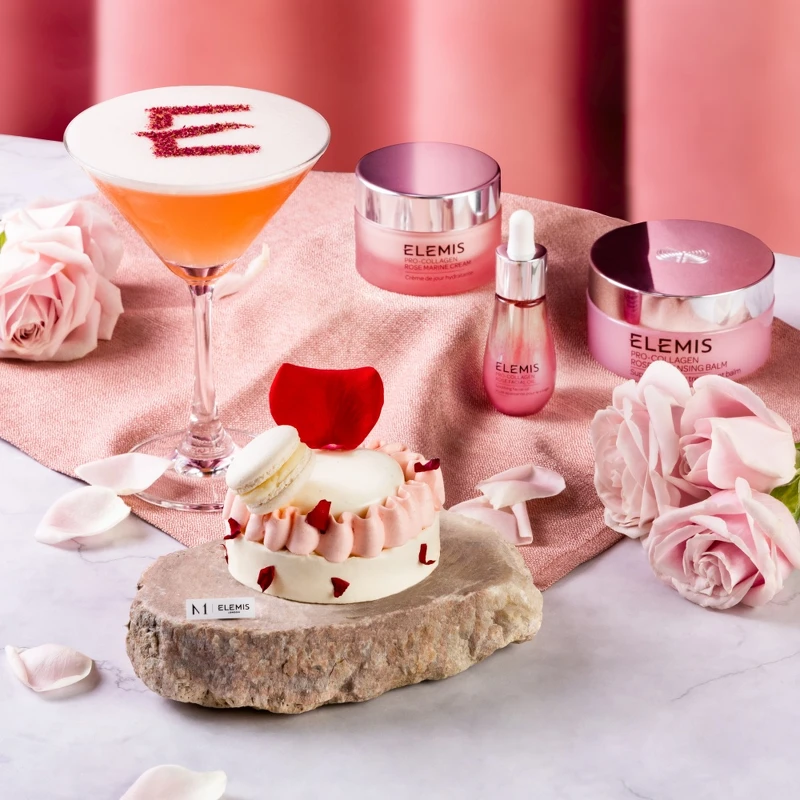 ELEMIS x M ONE CAFE A11館限定聯名雙人玫瑰下午茶。 ELEMIS x M ONE CAFE A11館限定聯名雙人玫瑰下午茶。