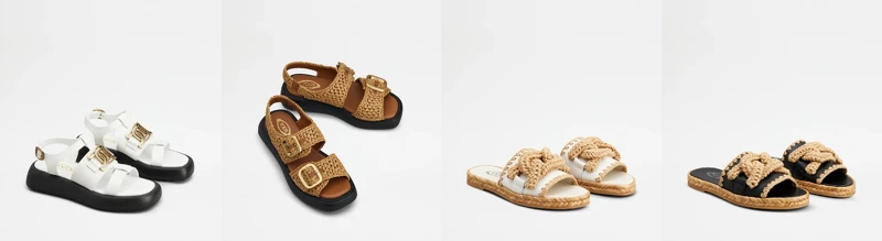 (左至右)Kate白色涼鞋NT37,100、草編涼鞋NT37,500、Kate白色草編拖鞋NT29,100、Kate黑色草編拖鞋NT29,100 (左至右)Kate白色涼鞋NT37,100、草編涼鞋NT37,500、Kate白色草編拖鞋NT29,100、Kate黑色草編拖鞋NT29,100