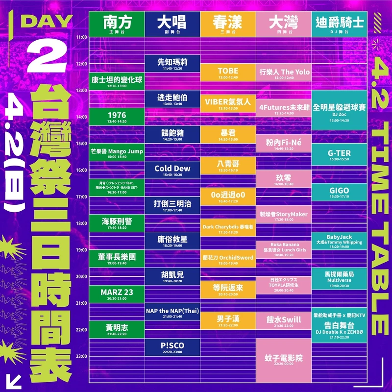 2023台灣祭 4/2演出卡司節目時間表