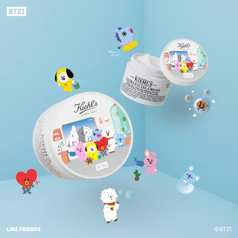 BT21 meets Kiehl’s冰河醣保濕霜50ml，NT1,600、125ml，NT2,800