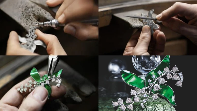 嬌蘭2022春日饗宴鈴蘭淡香水碧卉鑽飾蜂印瓶製作過程。