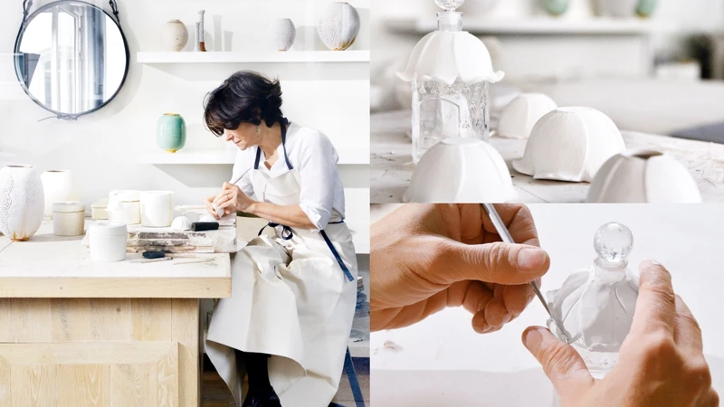 嬌蘭幸福永駐鈴蘭淡香水縷銀精瓷蜂印瓶工藝情境圖。