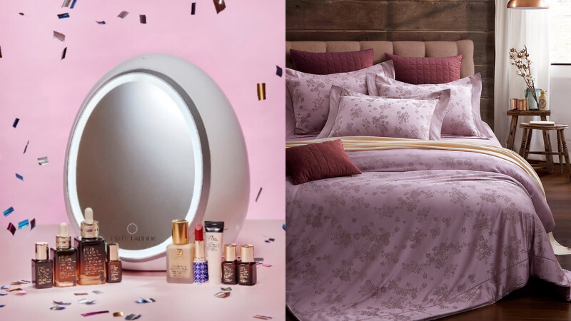 左:ESTEE LAUDER NO.1美肌賞舞台收納箱特價NT$6,350(原價NT$13,178)首日限定48折,右:Séduir兩用被雙人四件式床組買一送一,特價NT$6,000(原價NT$18,960)。 左:ESTEE LAUDER NO.1美肌賞舞台收納箱特價NT$6,350(原價NT$13,178)首日限定48折,右:Séduir兩用被雙人四件式床組買一送一,特價NT$6,000(原價NT$18,960)。