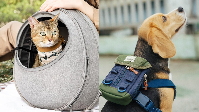 (左)護具等級貓咪行動睡窩HOUSMALL LIVING Eggy小宅包、(右)為毛孩裝扮Outdoor潮流風格!SPUTNIK拾便包。  (左)護具等級貓咪行動睡窩HOUSMALL LIVING Eggy小宅包、(右)為毛孩裝扮Outdoor潮流風格!SPUTNIK拾便包。