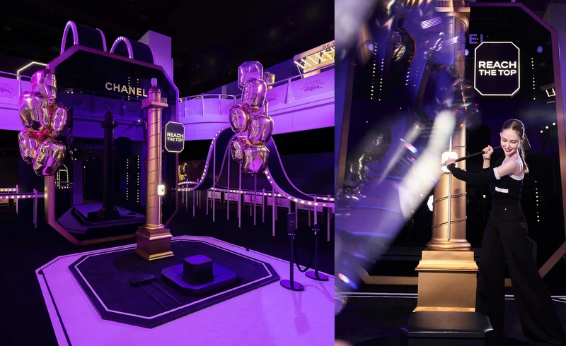 經典八角形錶款直接化身兩層樓高的重點標的REACH THE TOP，昆凌大力槌下點燈超夢幻！