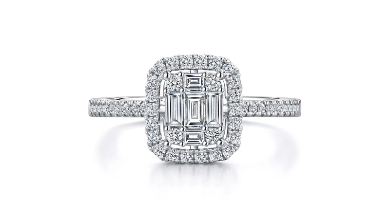 點睛品 「鑽之頌」永恆之頌 18K 白金鑽石戒指 