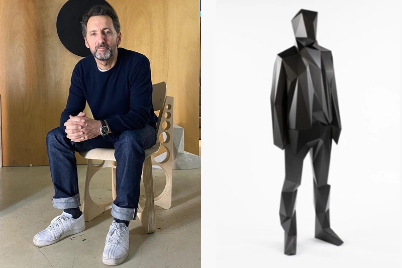 法國當代藝術家 Xavier Veihan 與作品《Marc》。