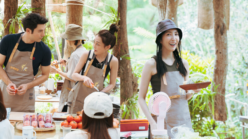 鳳小岳、謝欣穎、楊謹華做早餐接受做早餐挑戰。圖／TVBS提供