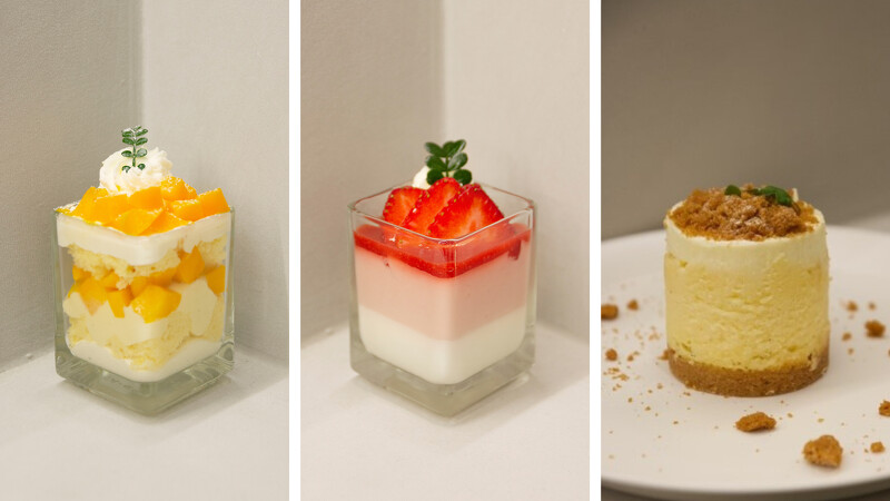 新店限定甜點:奶油蛋糕杯、野莓奶酪、起司三重奏。 新店限定甜點:奶油蛋糕杯、野莓奶酪、起司三重奏。