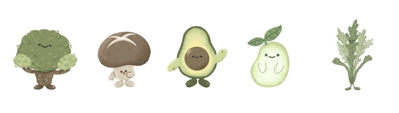 插畫家 Mi Illustration 為小小樹食繪製系列聯名形象角色。 插畫家 Mi Illustration 為小小樹食繪製系列聯名形象角色。