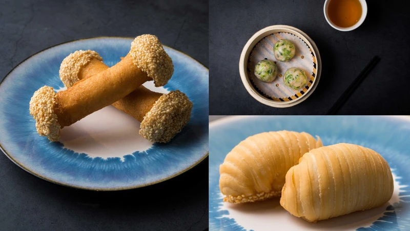 花枝⾖苗餃、蘿蔔千層酥、起士棗泥狗骨頭 花枝⾖苗餃、蘿蔔千層酥、起士棗泥狗骨頭