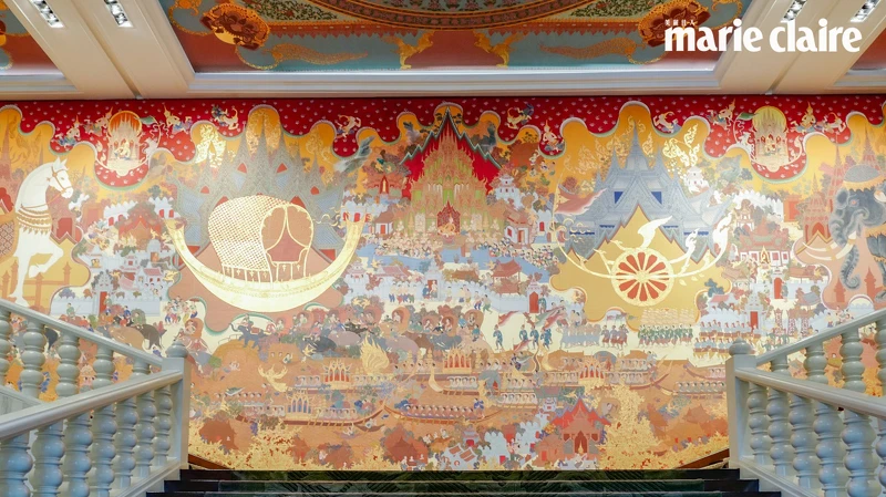 曼谷暹羅安納塔拉酒店樓梯旁有大型壁畫 曼谷暹羅安納塔拉酒店樓梯旁有大型壁畫