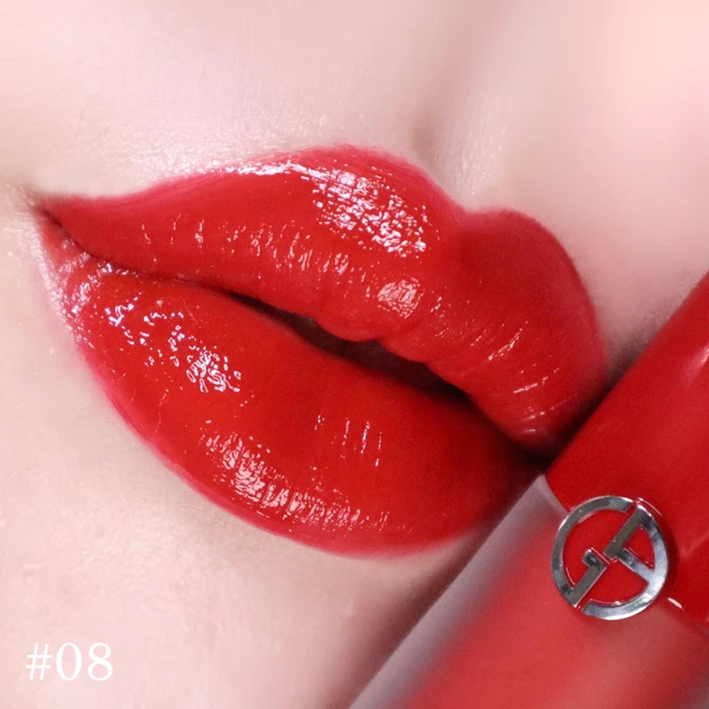 Giorgio Armani奢華絲緞訂製水唇釉#08試色。